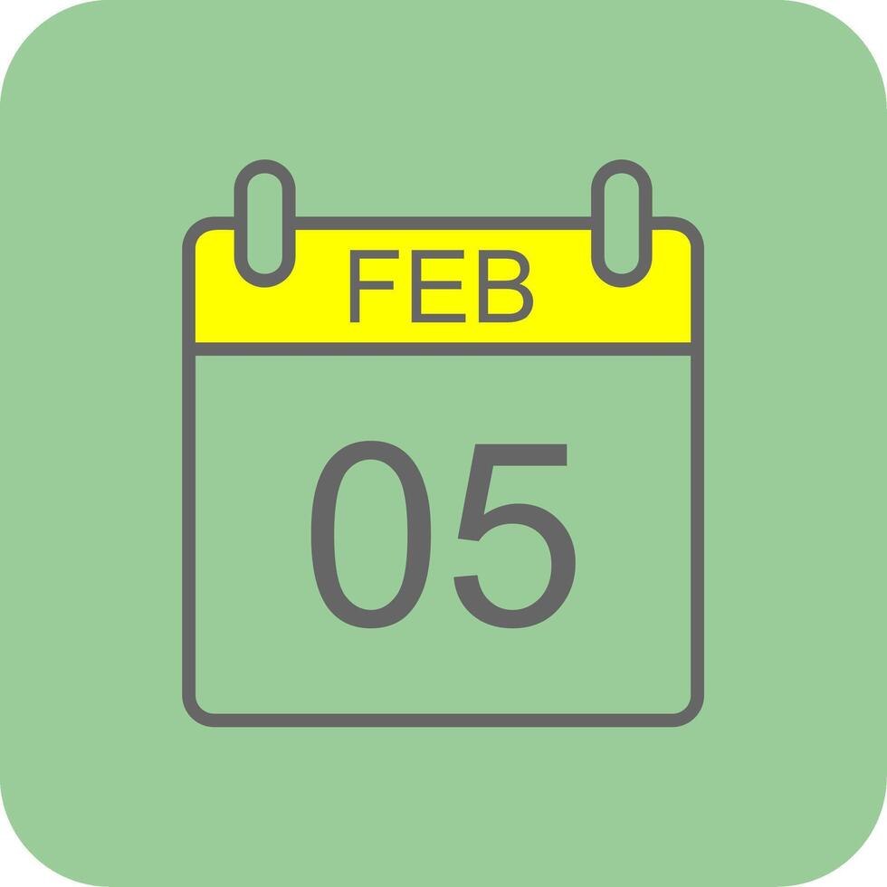 February Filled Yellow Icon vector