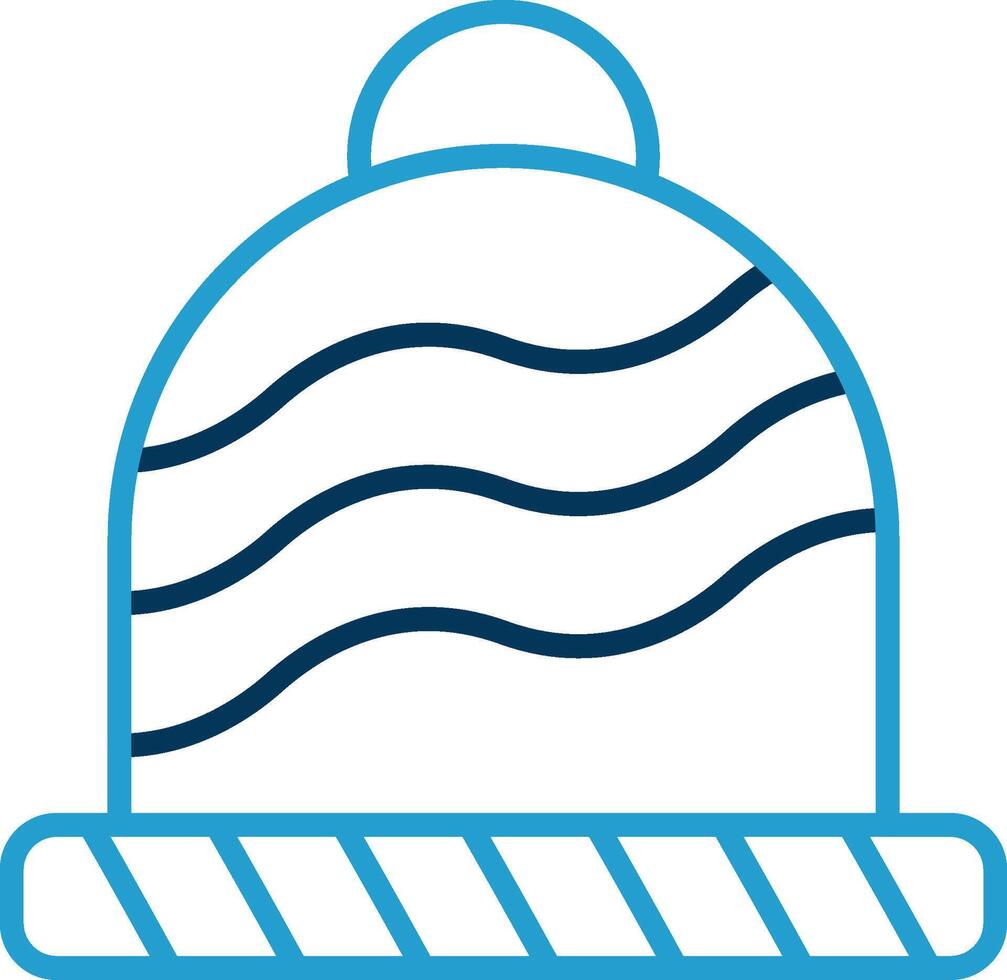 Wool Hat Line Blue Two Color Icon vector