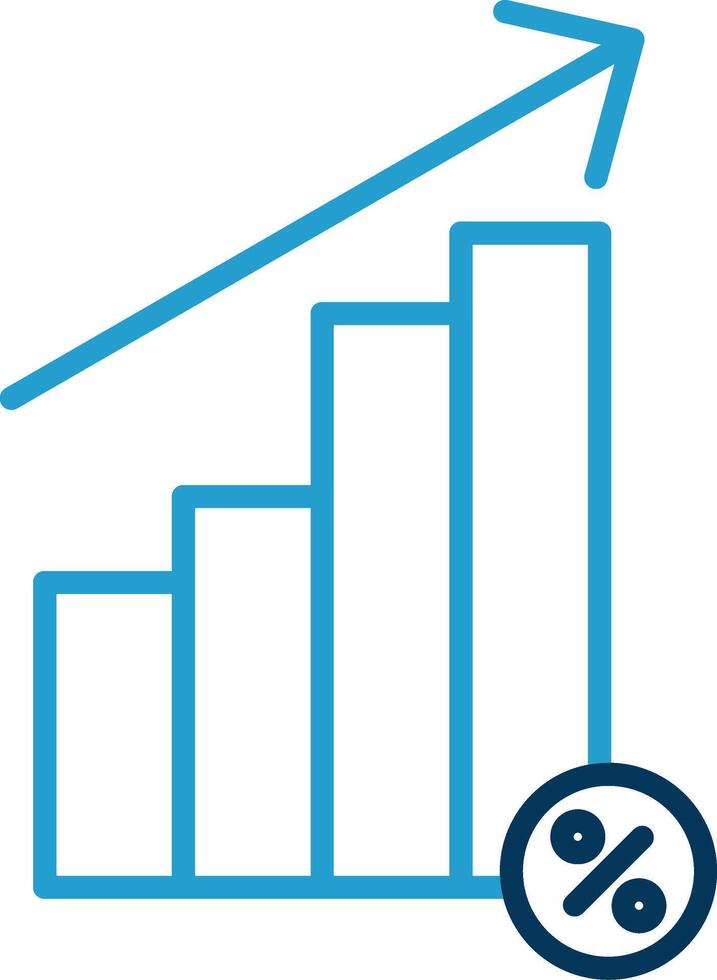 Interest Rate Line Blue Two Color Icon vector