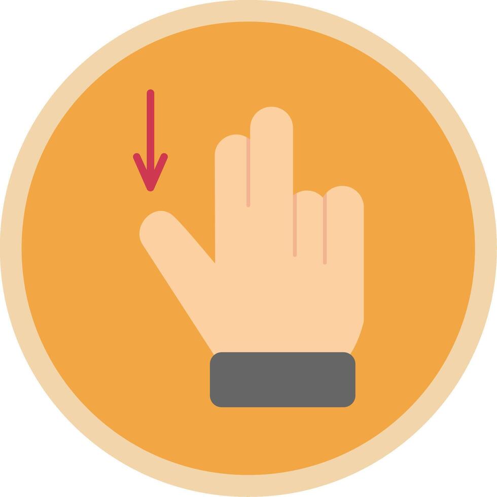Two Fingers Drag Down Flat Multi Circle Icon vector