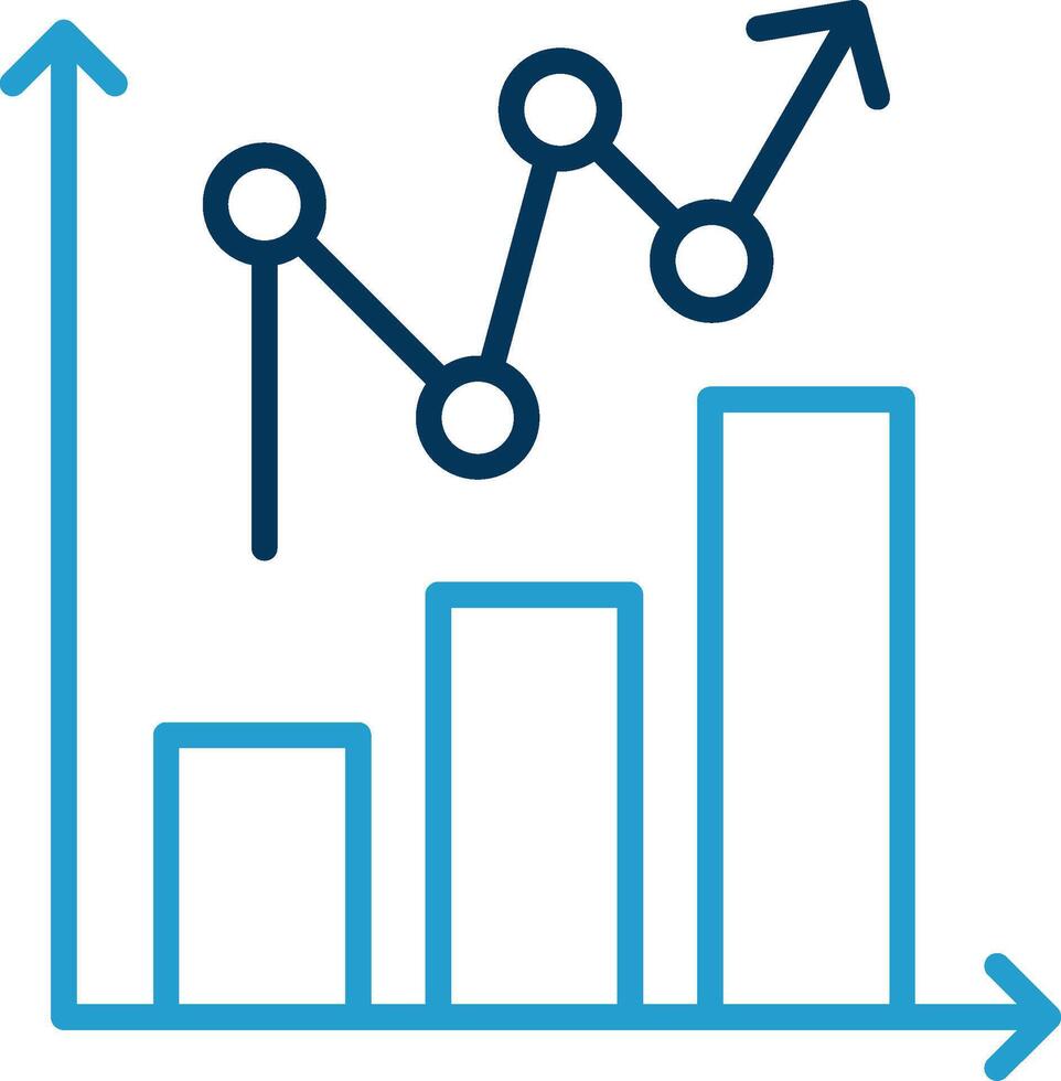 Statistical Chart Line Blue Two Color Icon vector