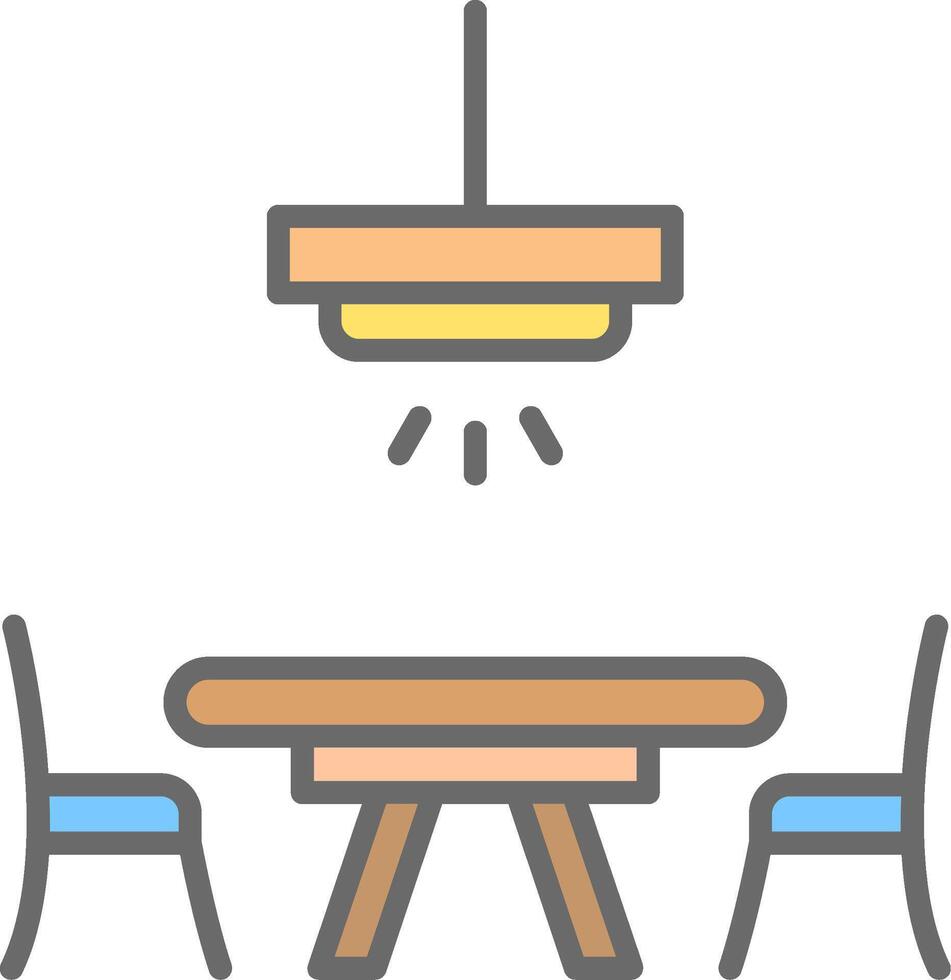 Dinner Table Line Filled Light Icon vector