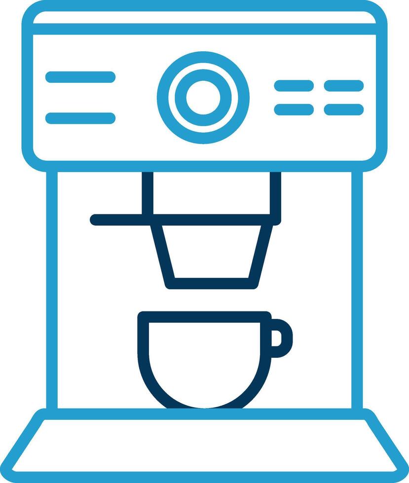 Coffee Machine Line Blue Two Color Icon vector