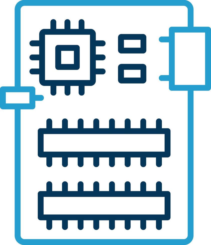 Circuit Board Line Blue Two Color Icon vector