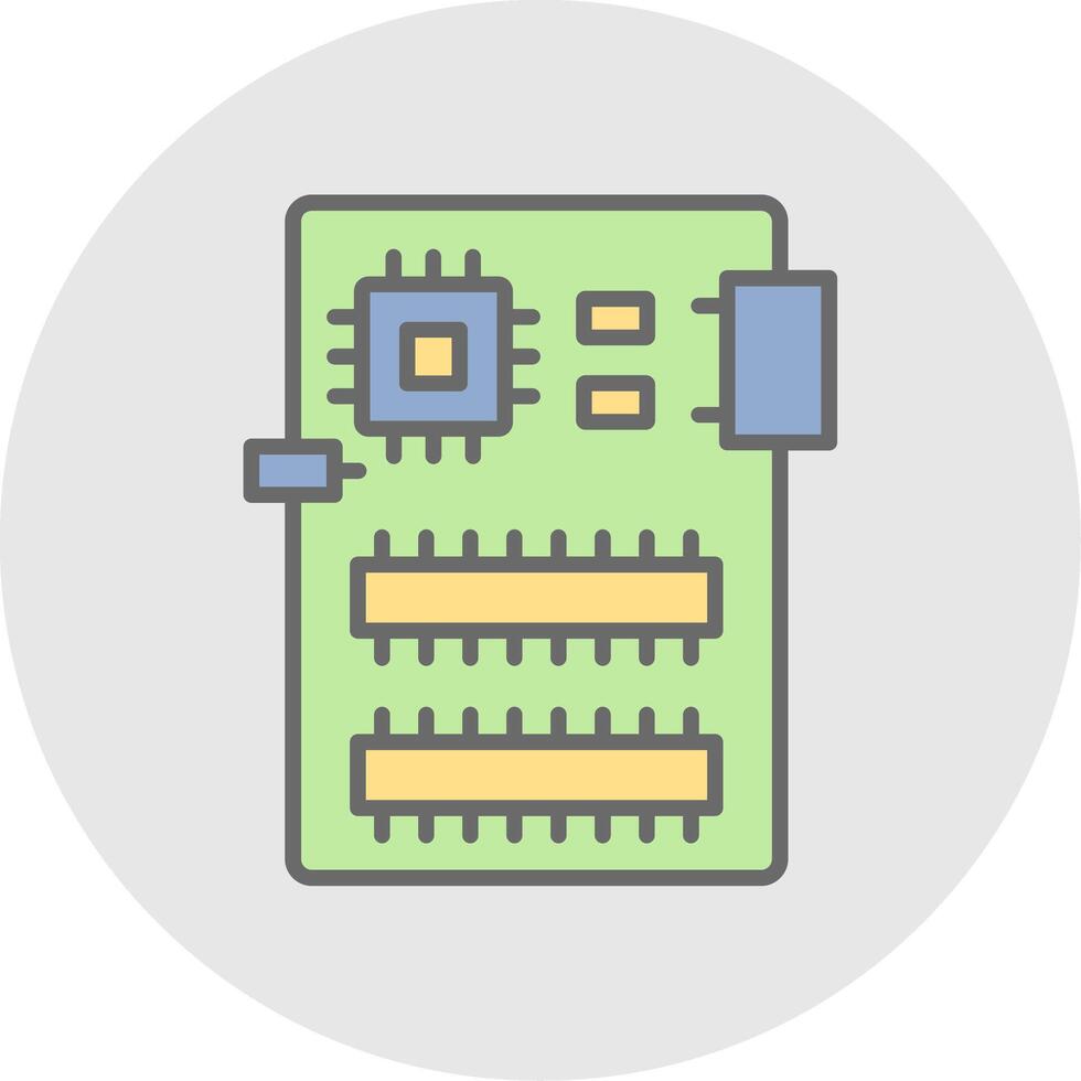 Circuit Board Line Filled Light Icon vector