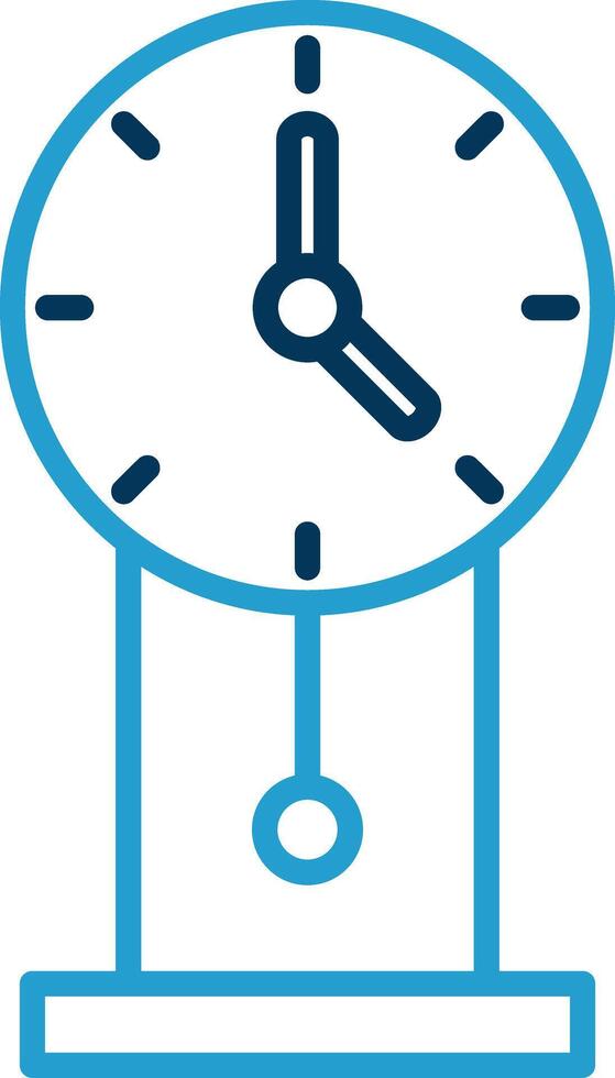 reloj línea azul dos color icono vector