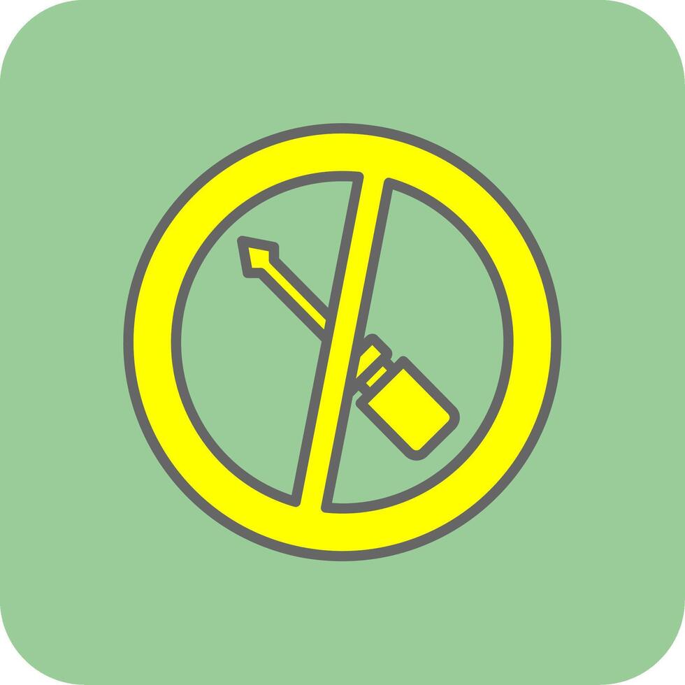 No Screwdriver Filled Yellow Icon vector