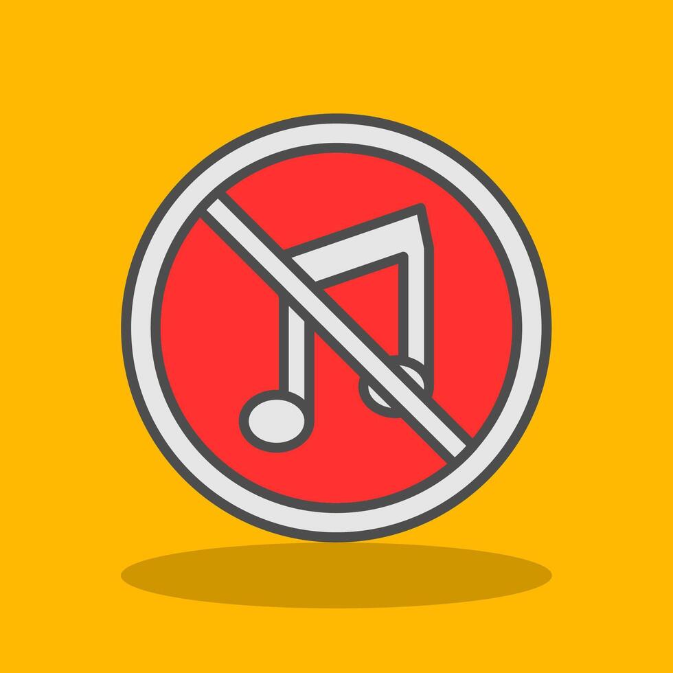 No Music Filled Shadow Icon vector