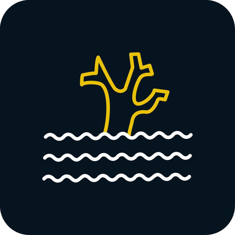 Flood Line Red Circle Icon vector