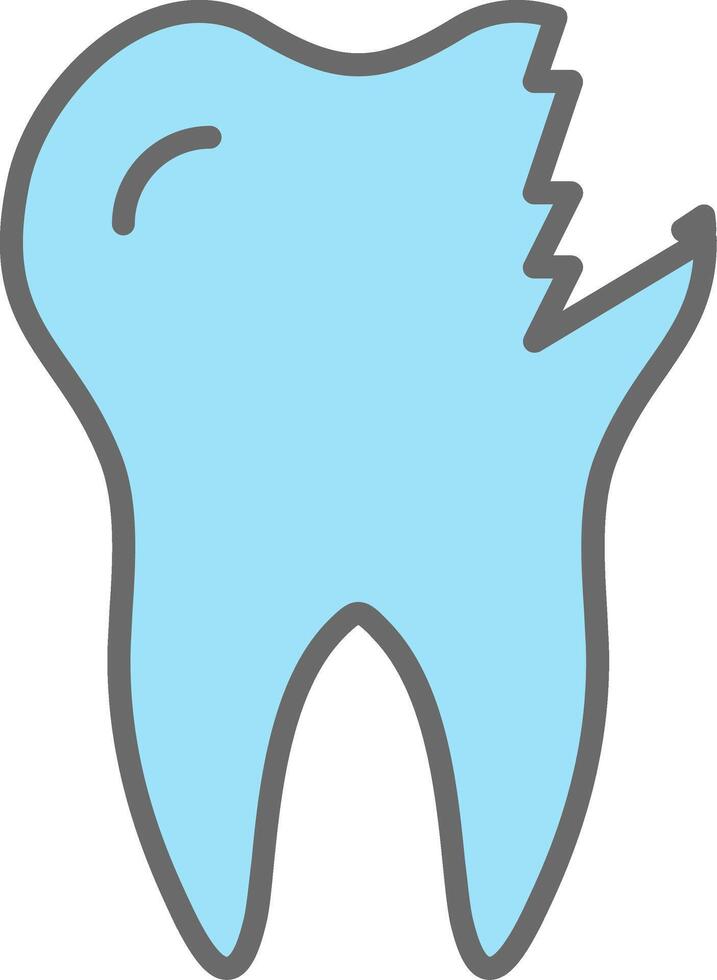 Broken Tooth Line Filled Light Icon vector