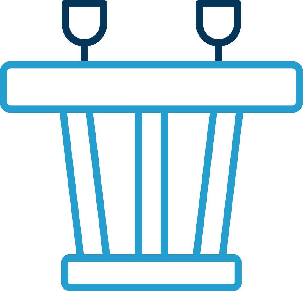 Dining Table Line Blue Two Color Icon vector