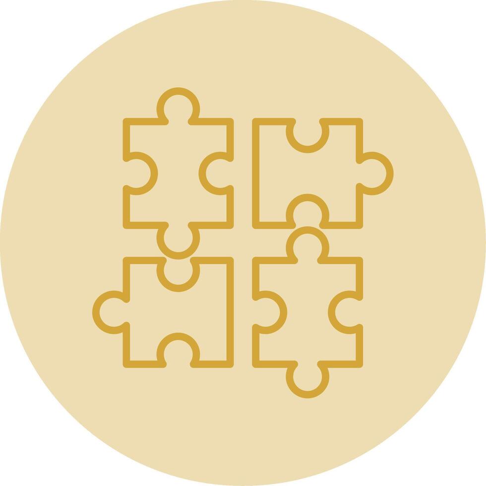 Jigsaw Line Yellow Circle Icon vector