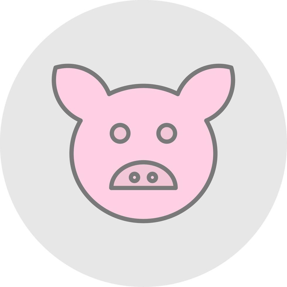 Pig Line Filled Light Icon vector