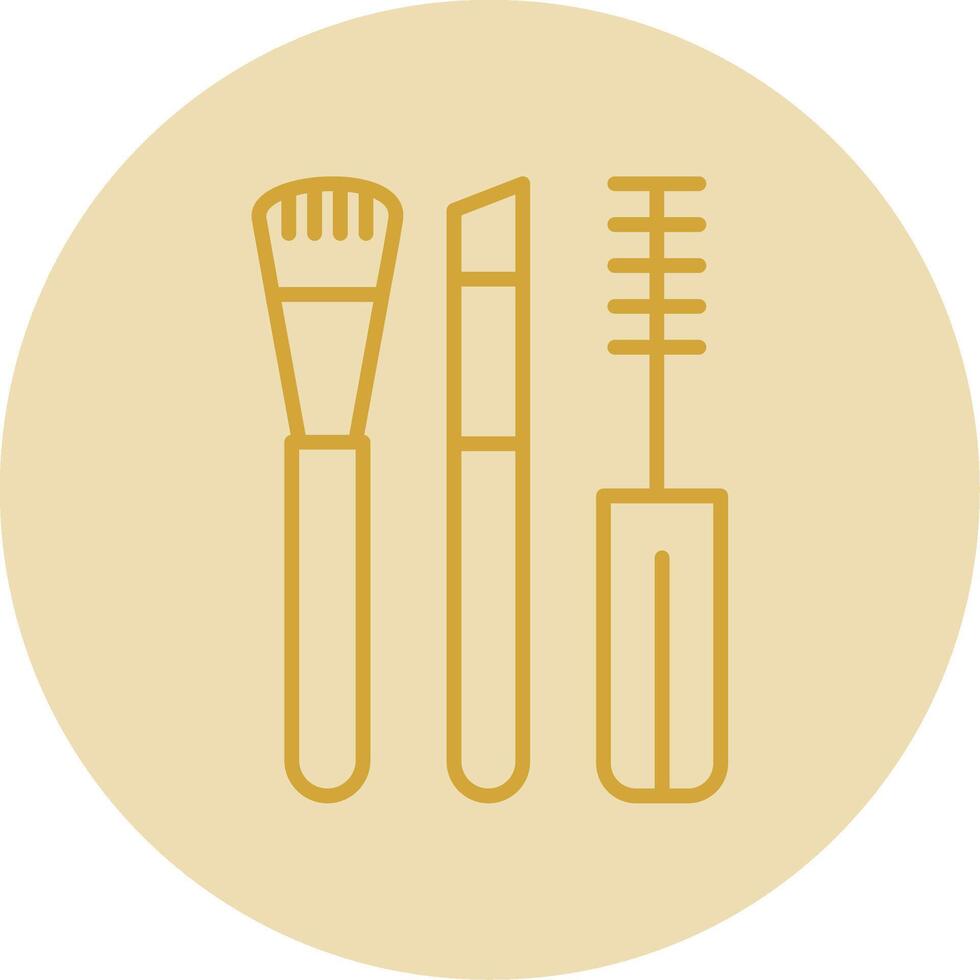 Makeup Brushes Line Yellow Circle Icon vector