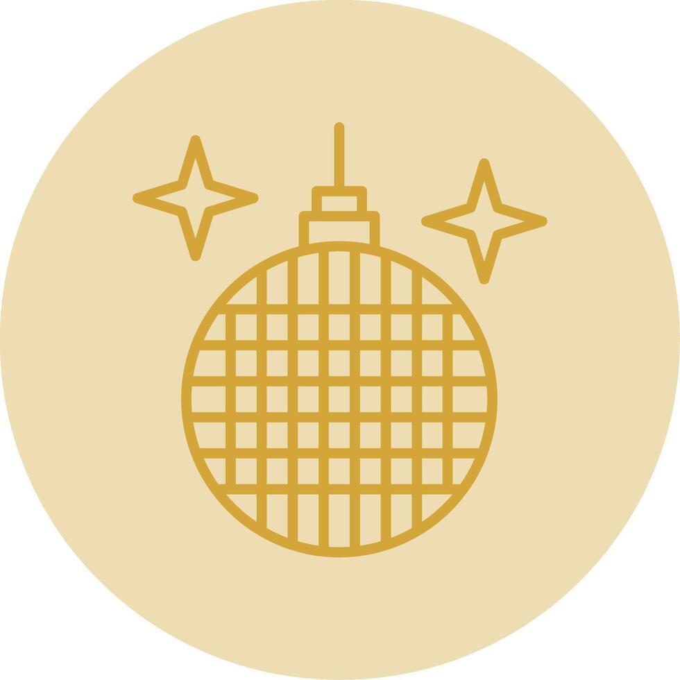 Disco Ball Line Yellow Circle Icon vector