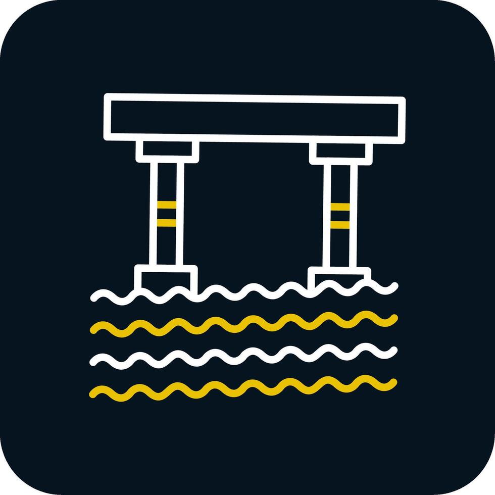 Bridge Line Red Circle Icon vector