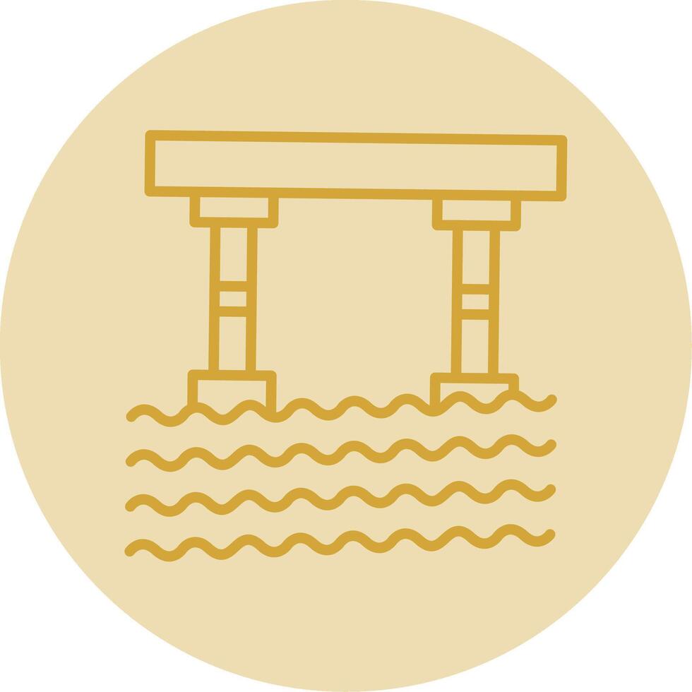 Bridge Line Yellow Circle Icon vector