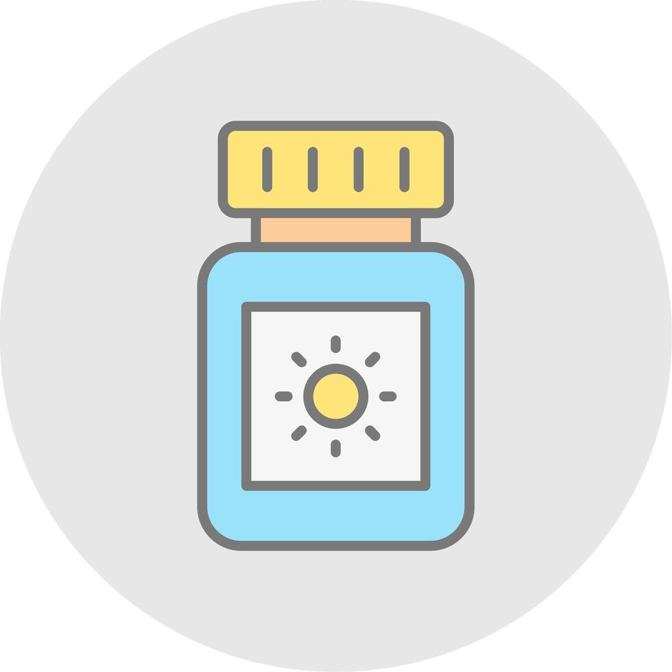 Sun Block Line Filled Light Icon vector