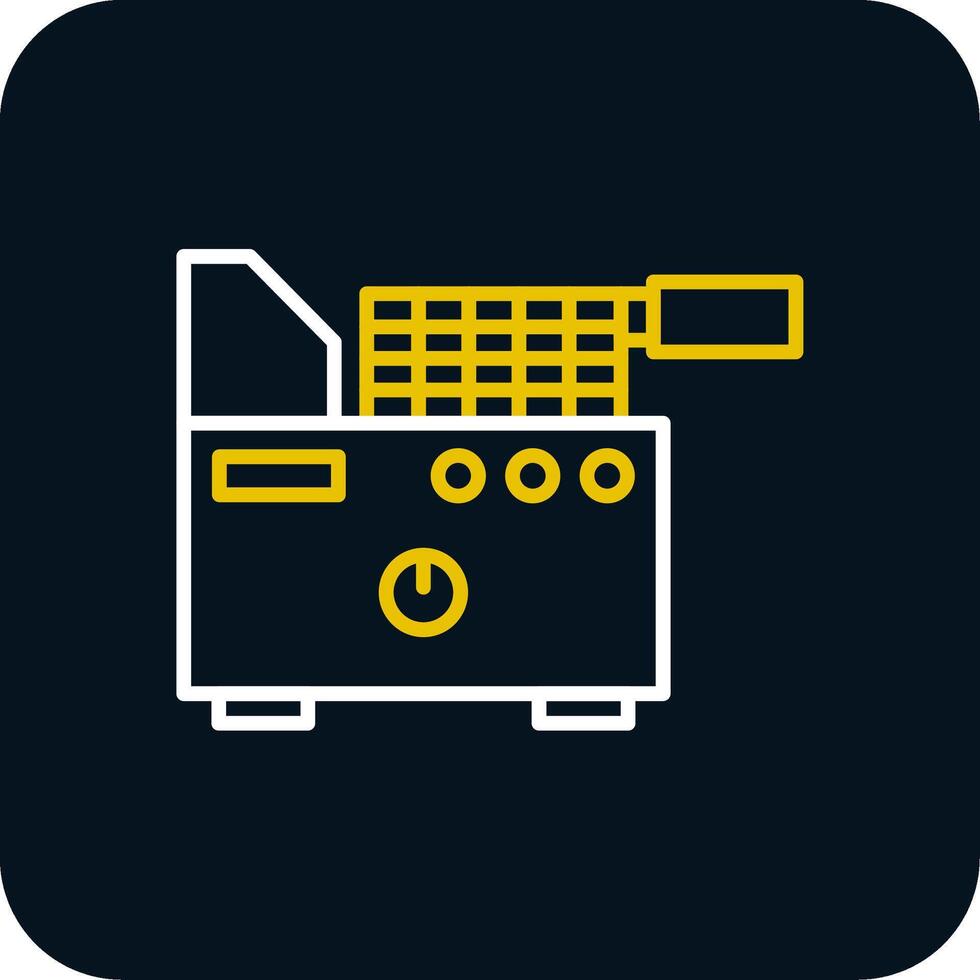 Electric Fryer Line Red Circle Icon vector