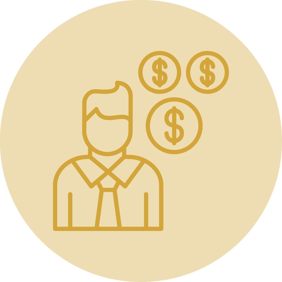 Sales Manager Line Yellow Circle Icon vector