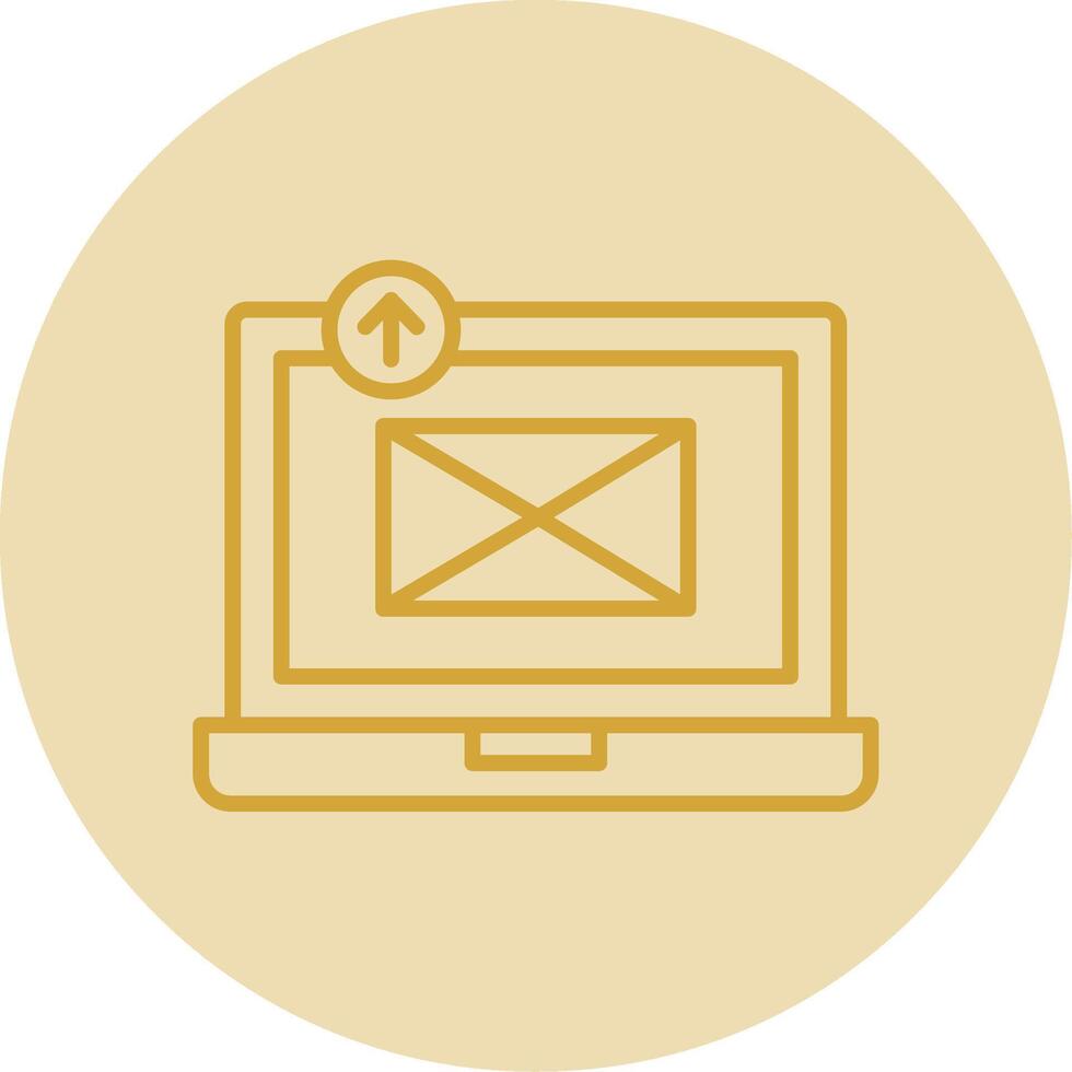 Sending Email Line Yellow Circle Icon vector