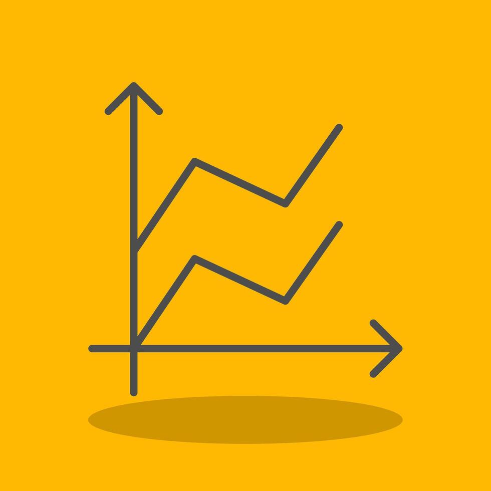 Area Graph Filled Shadow Icon vector