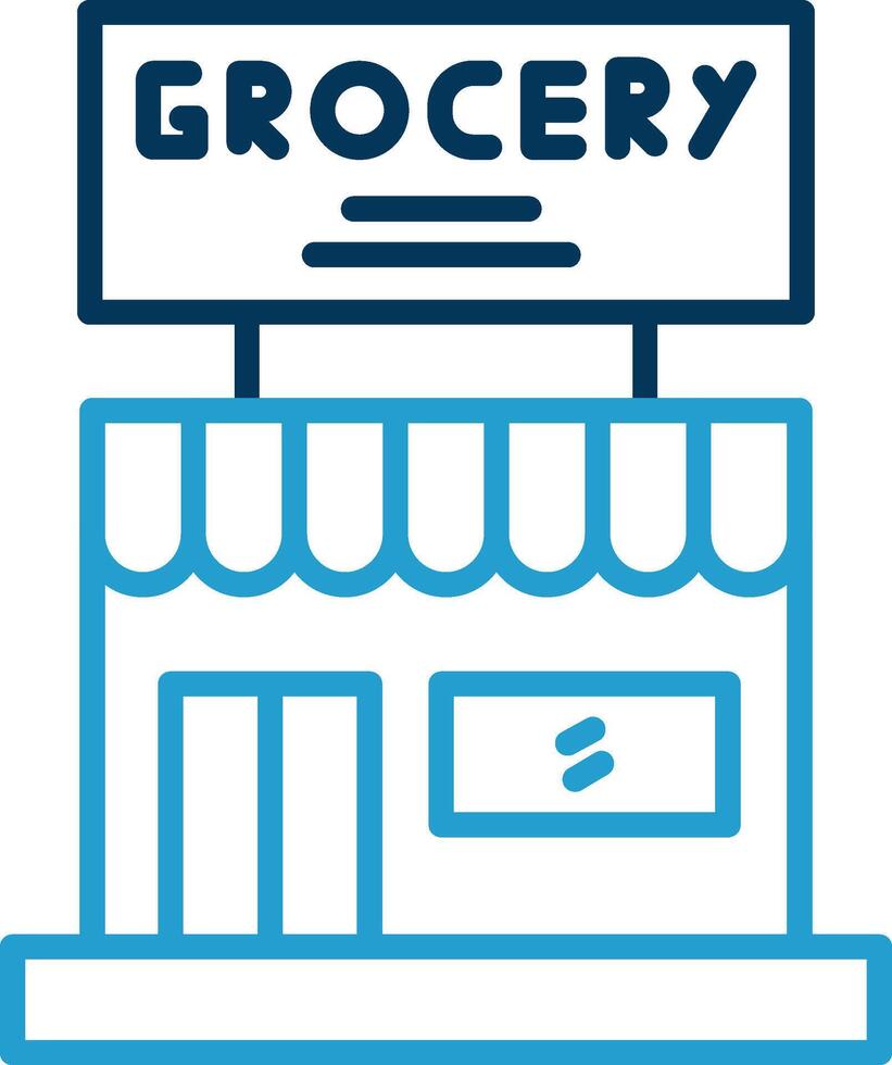 Grocery Store Line Blue Two Color Icon vector