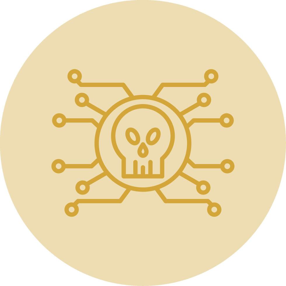 Cyber Attack Line Yellow Circle Icon vector