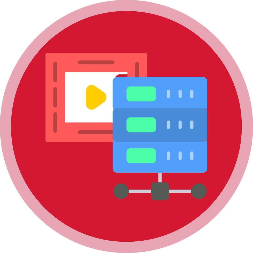 Multimedia Database Flat Multi Circle Icon vector
