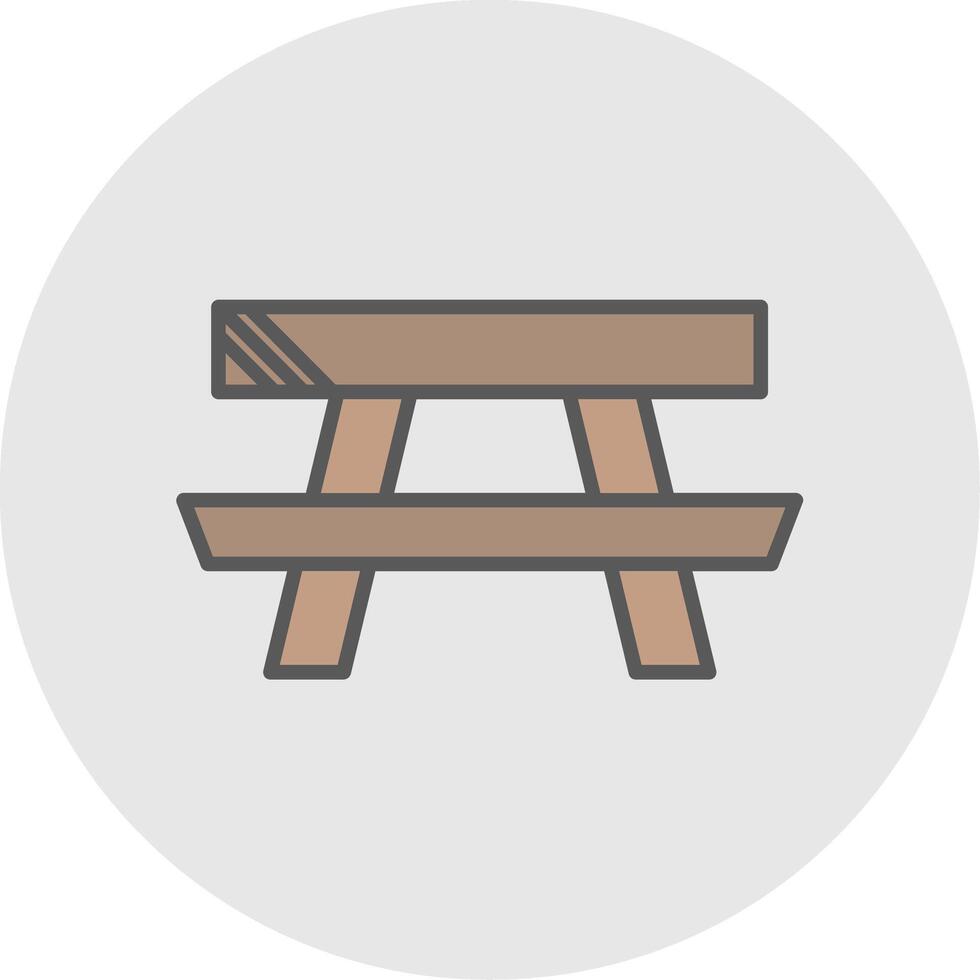 Picnic Table Line Filled Light Icon vector