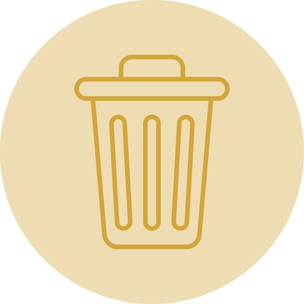 Dustbin Line Yellow Circle Icon vector