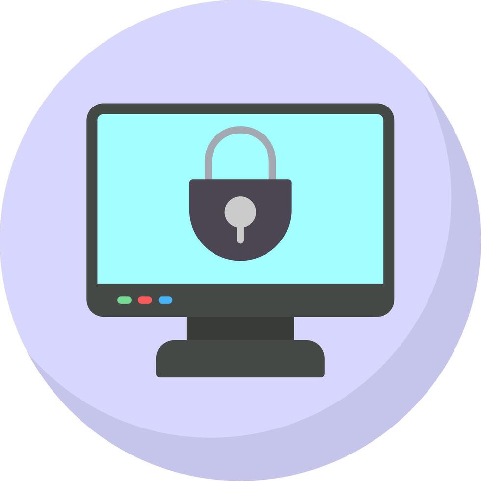 Locked Computer Flat Bubble Icon vector
