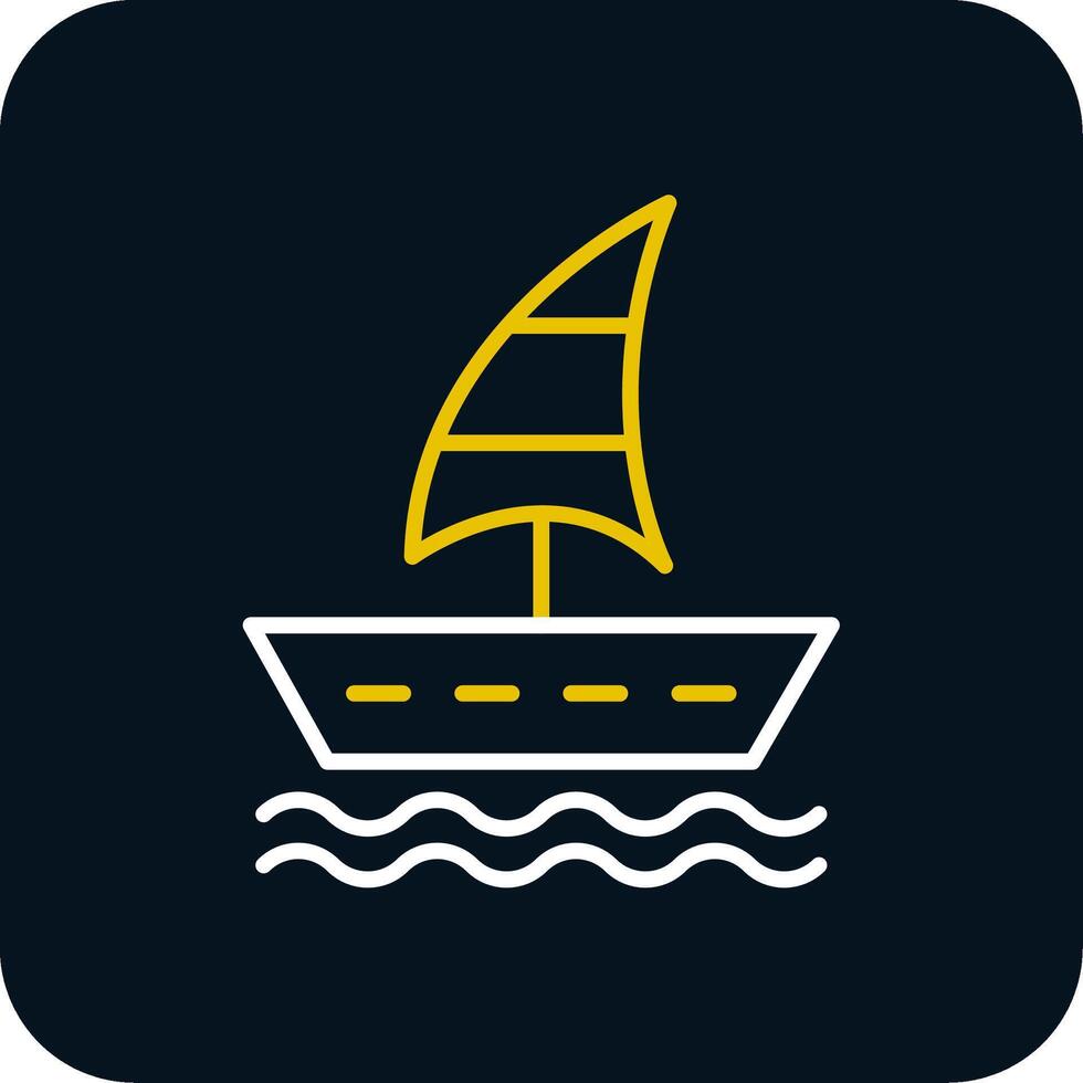 Sailing Boat Line Red Circle Icon vector