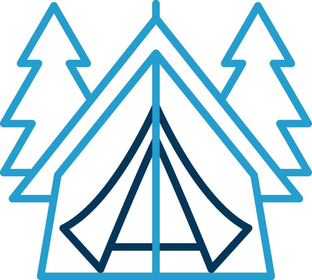Tent Line Blue Two Color Icon vector