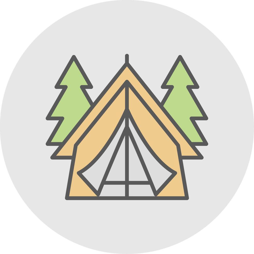 Tent Line Filled Light Icon vector