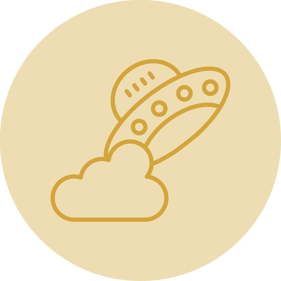 Ufo Line Yellow Circle Icon vector