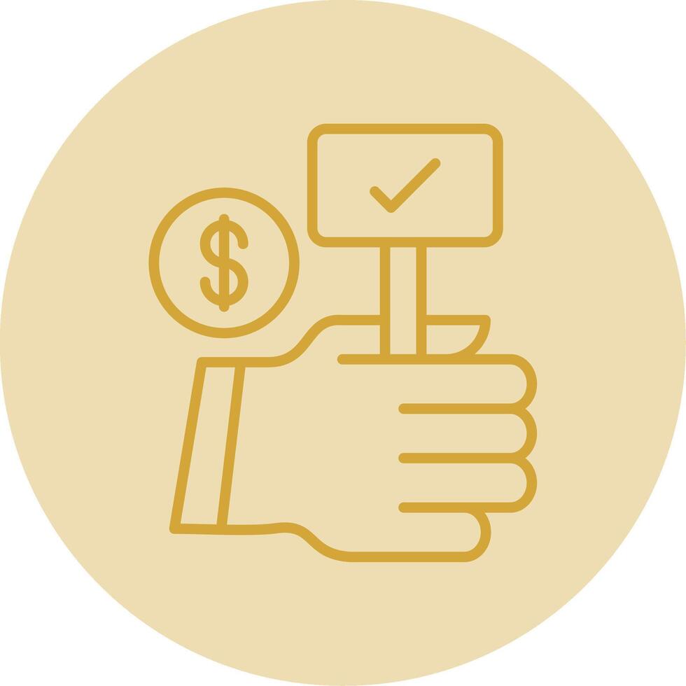 Auction Bid Line Yellow Circle Icon vector