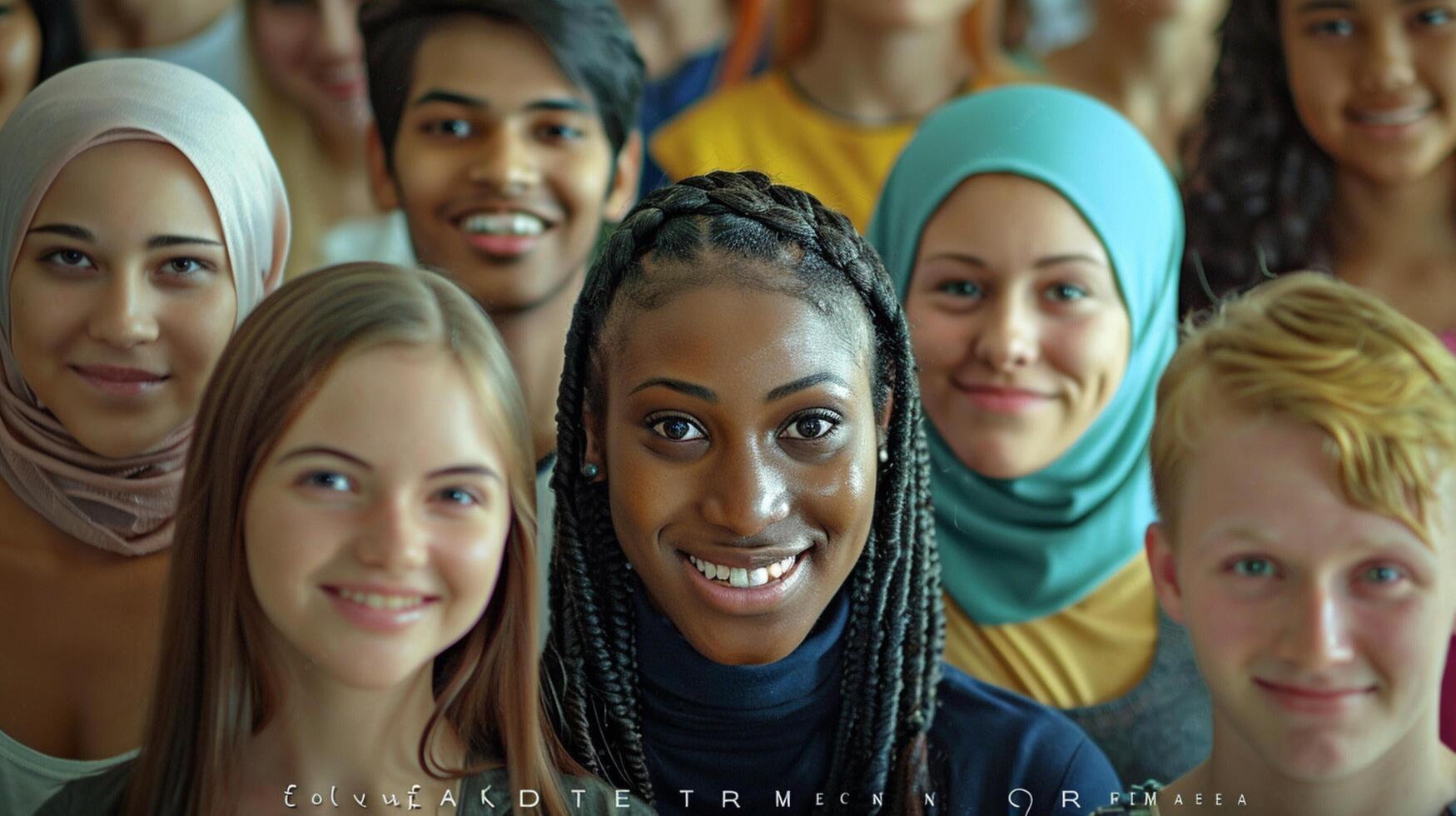 a diverse group of young adults smiling looking photo