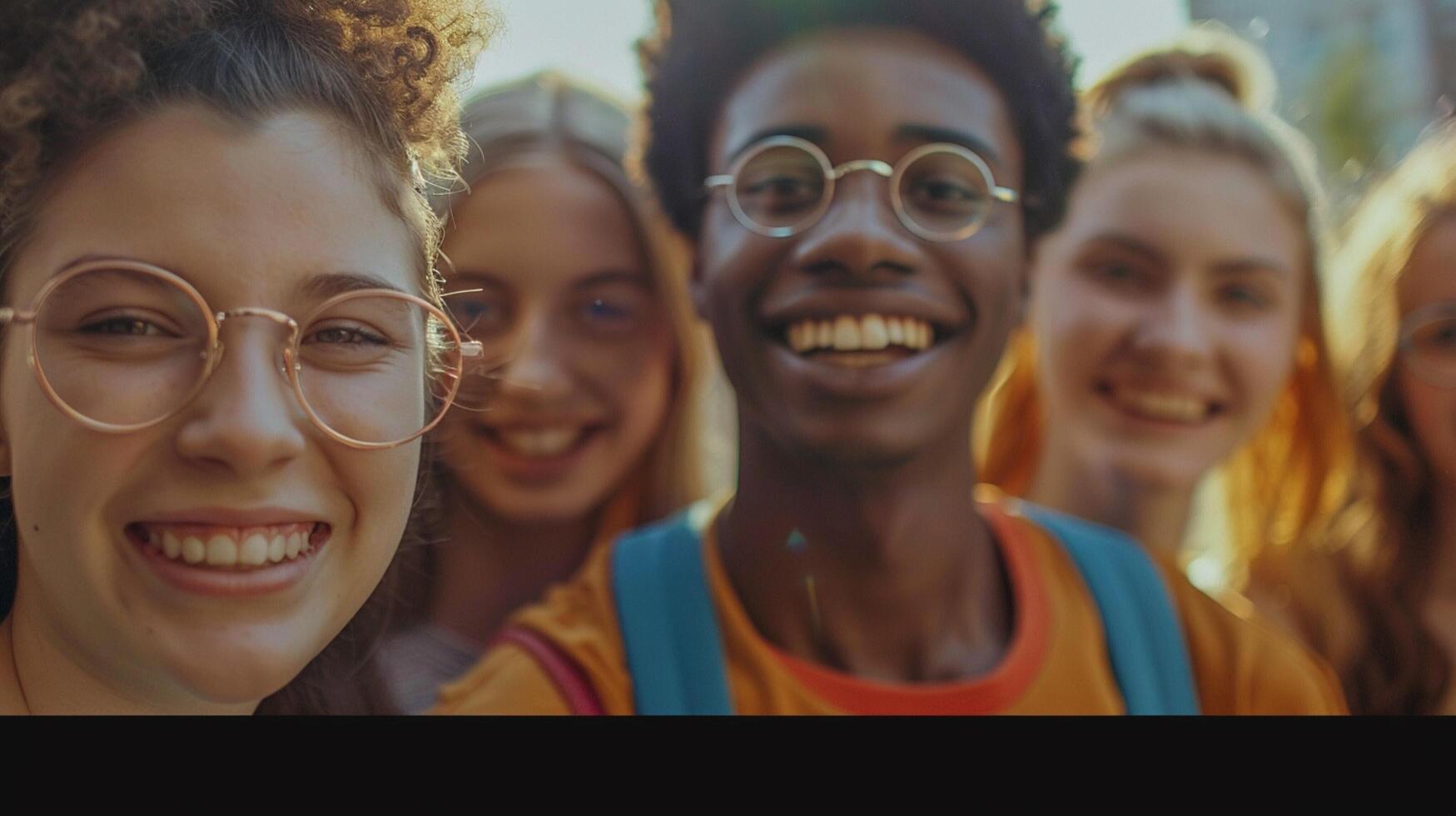 a diverse group of young adults smiling looking photo