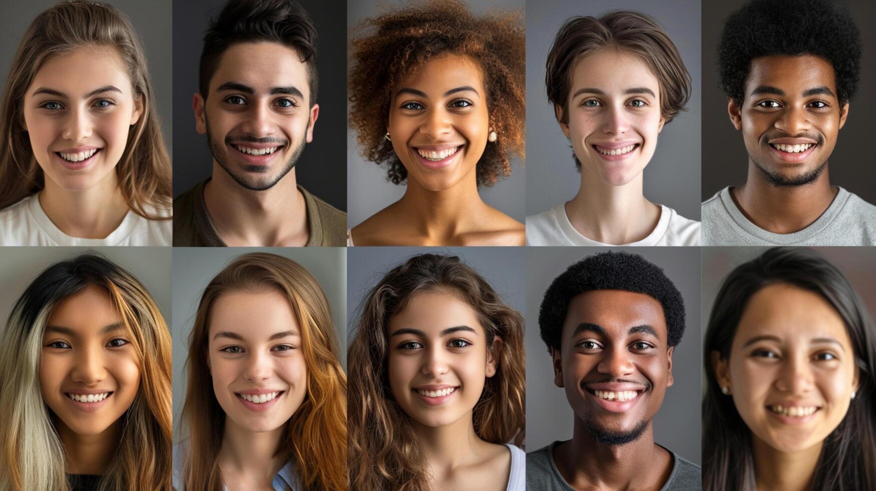 a diverse group of young adults smiling looking photo