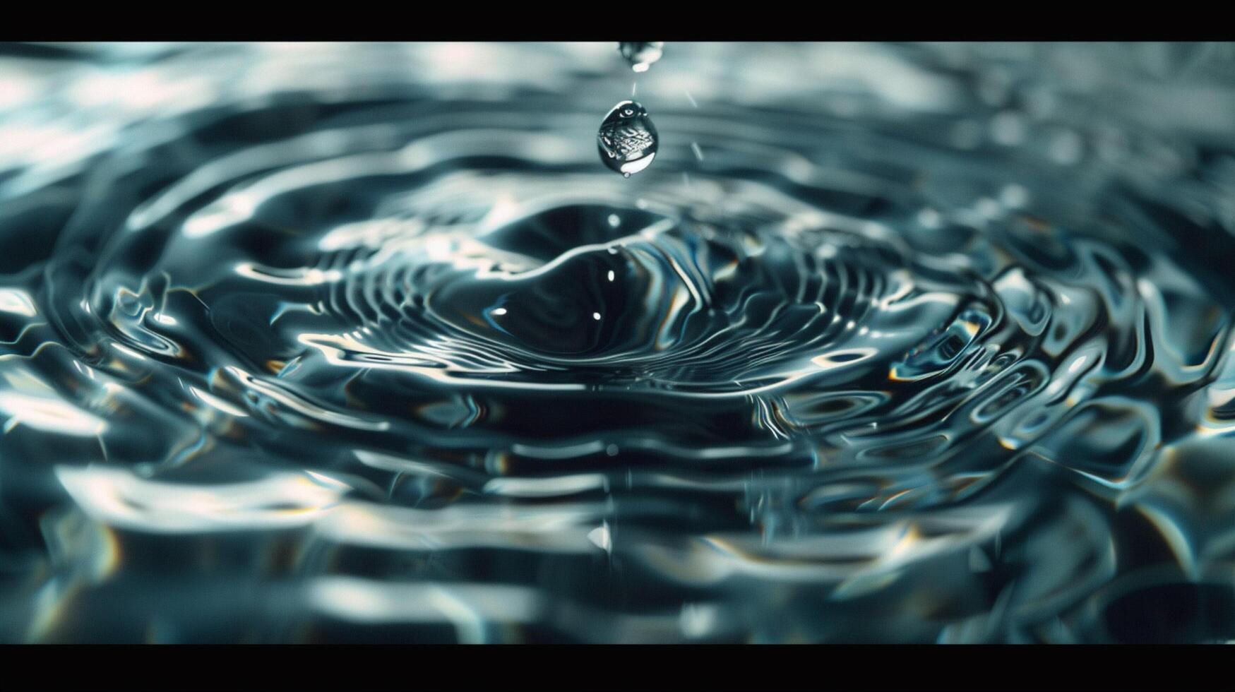 un gotita caídas reflejando ola patrones en agua foto