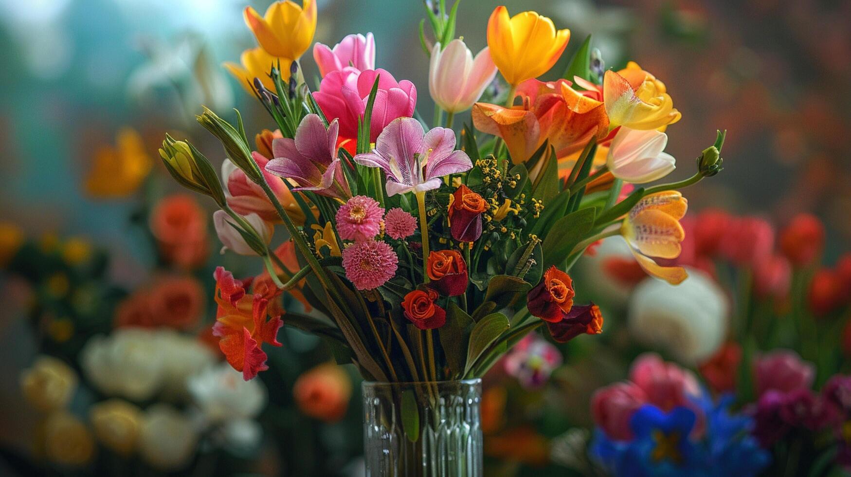 a fresh bouquet of multi colored flowers photo