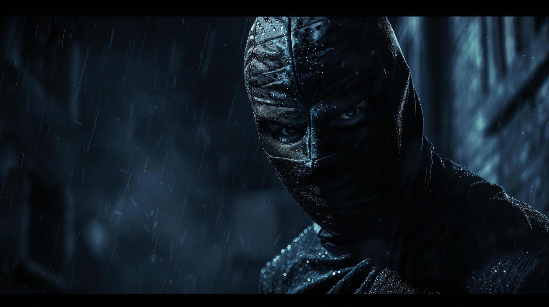 a mysterious thief in a black mask lurks photo