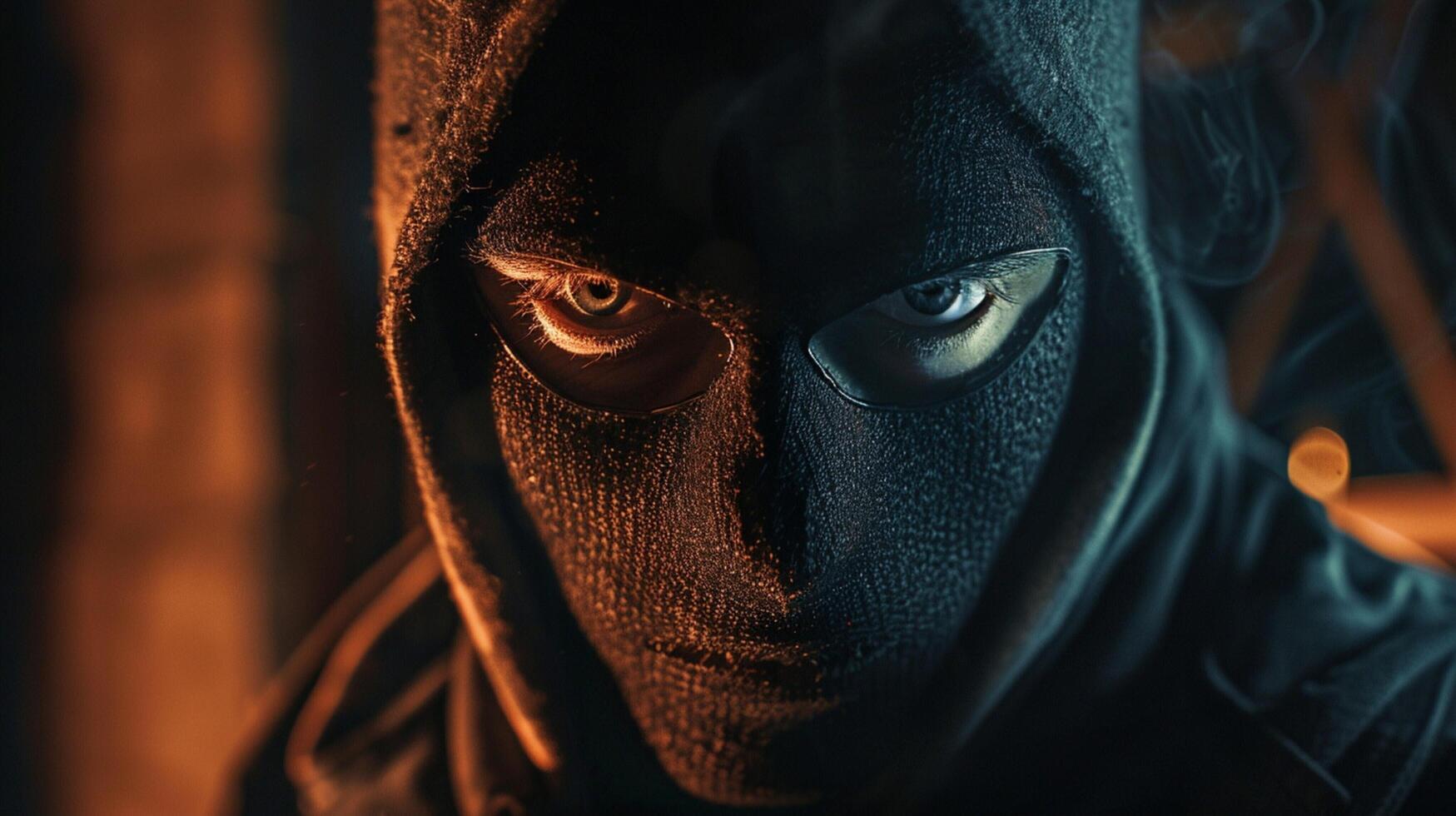 a mysterious thief in a black mask lurks photo