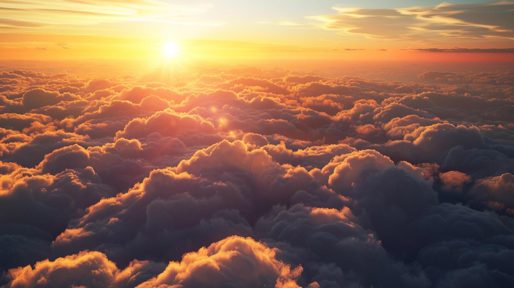 a sunset above the clouds with the sun setting photo