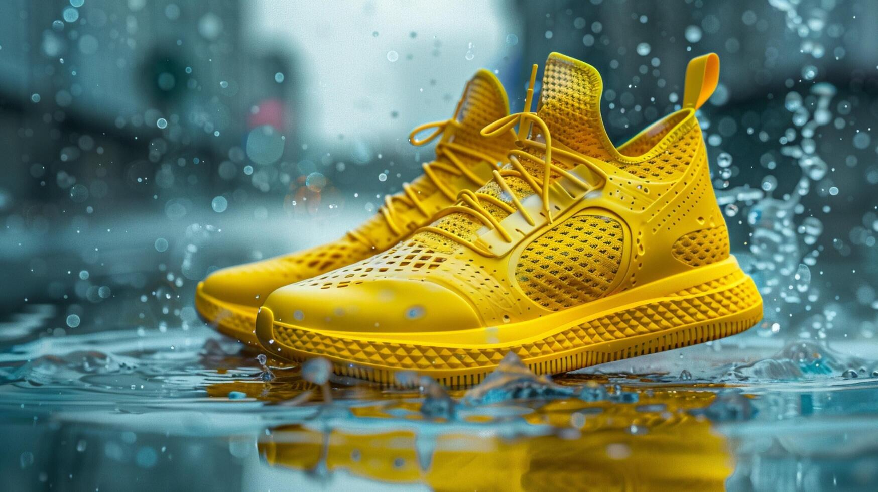 a yellow sports shoe with elegant design photo