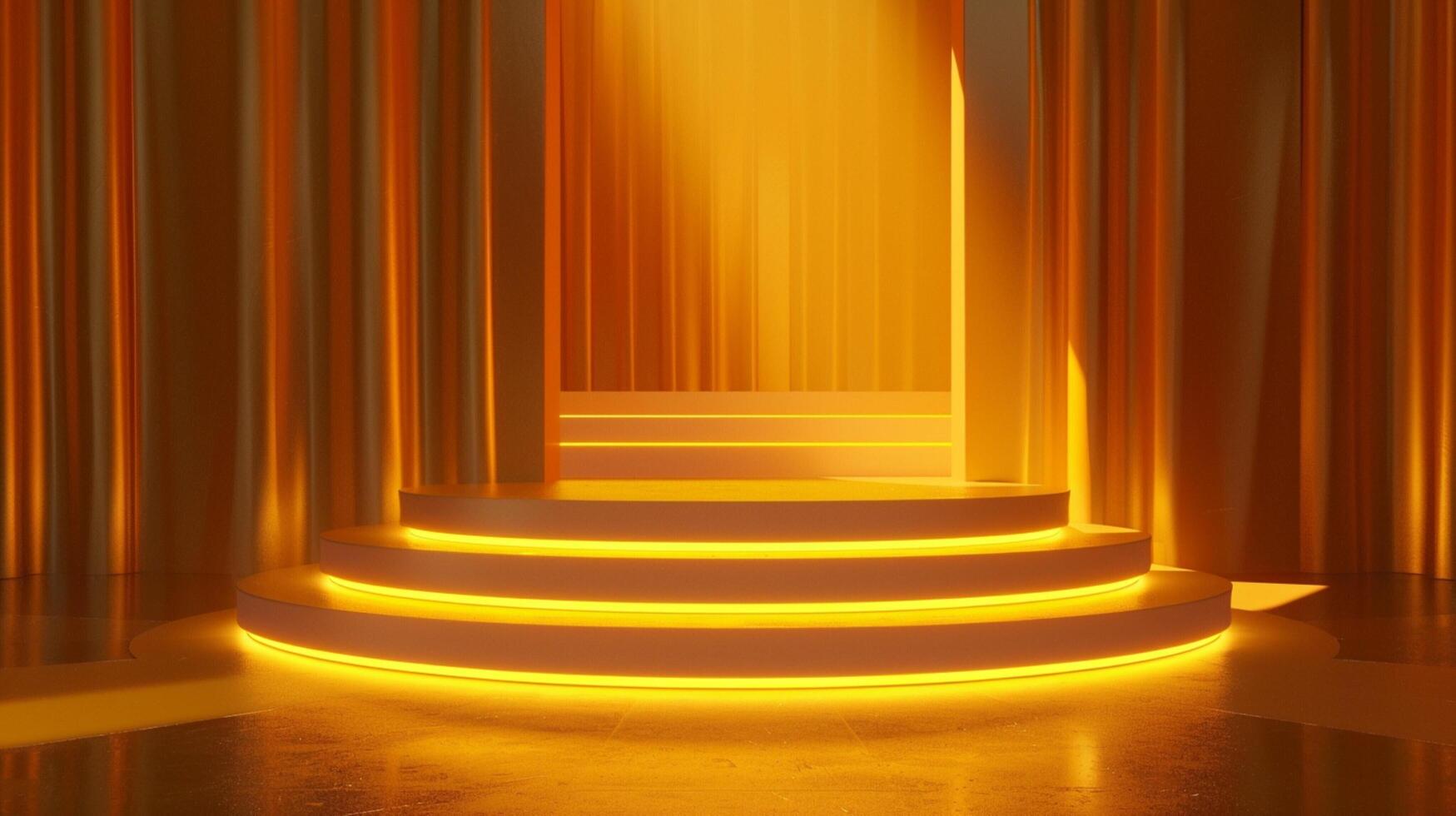 abstract 3d podium with lighting gold color photo