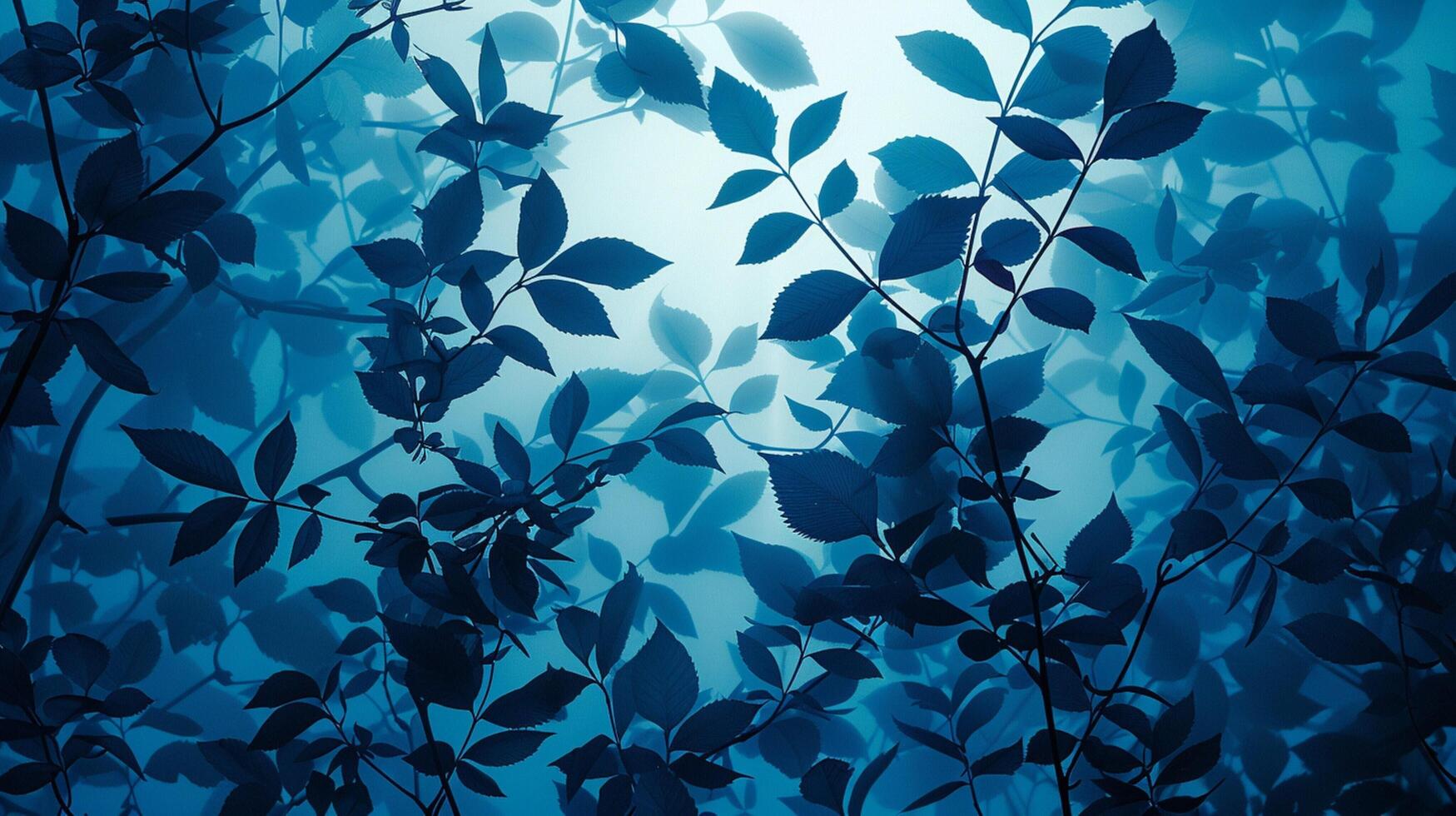 abstract botanical pattern in silhouette on blue photo