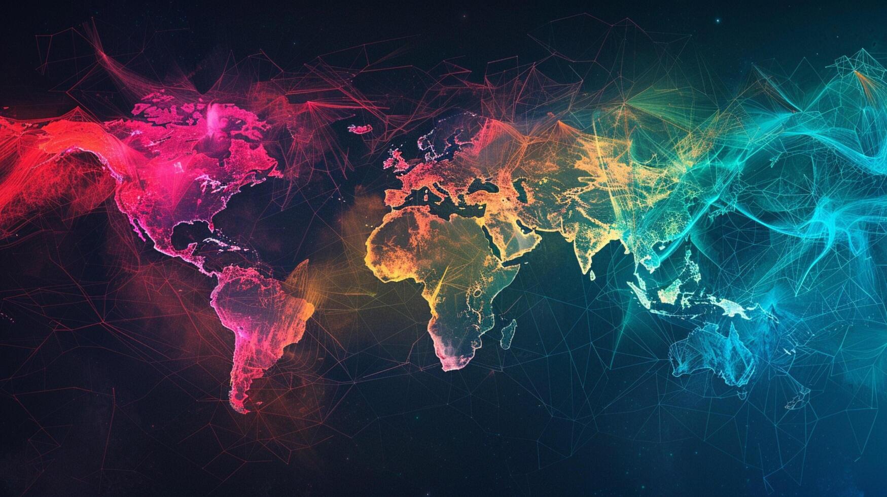 abstract digital world map with vibrant colors photo