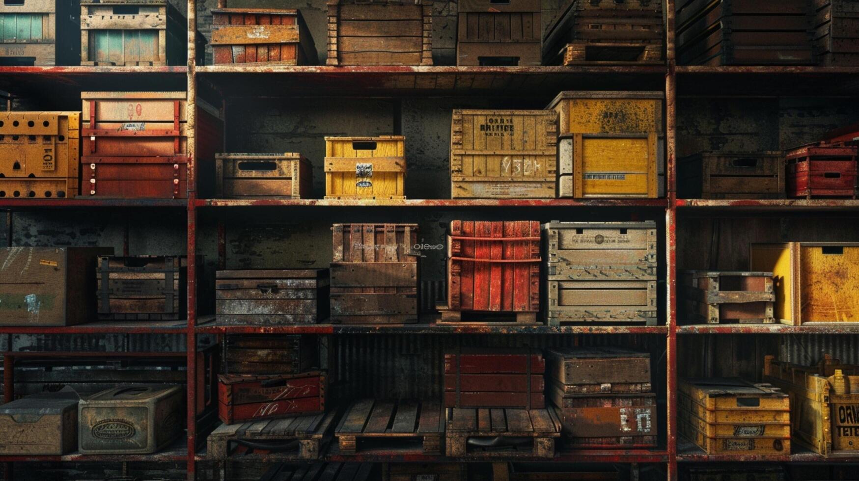 abundance of crates on shelf in warehouse photo